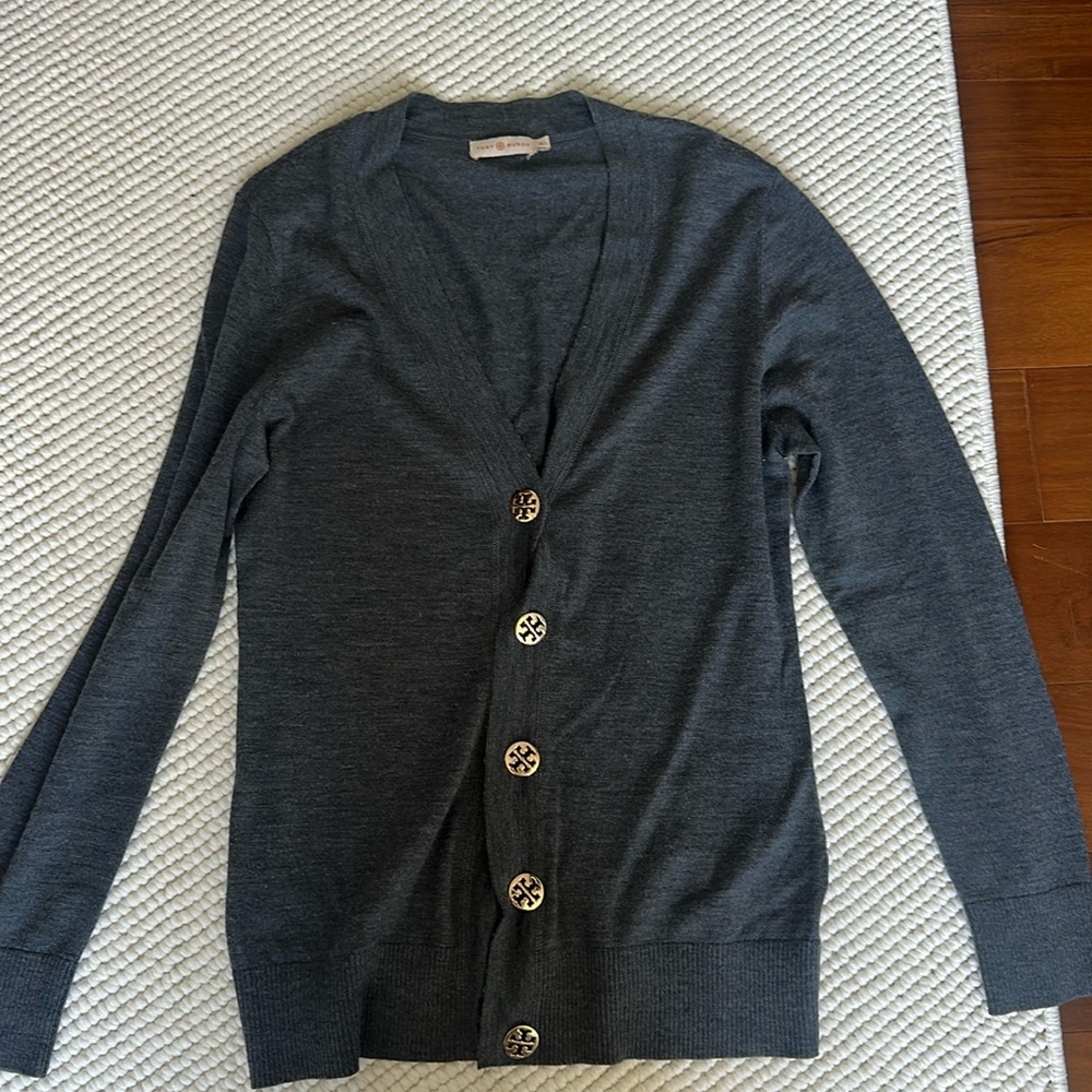 Tory Burch size XL Dark Gray Cardigan